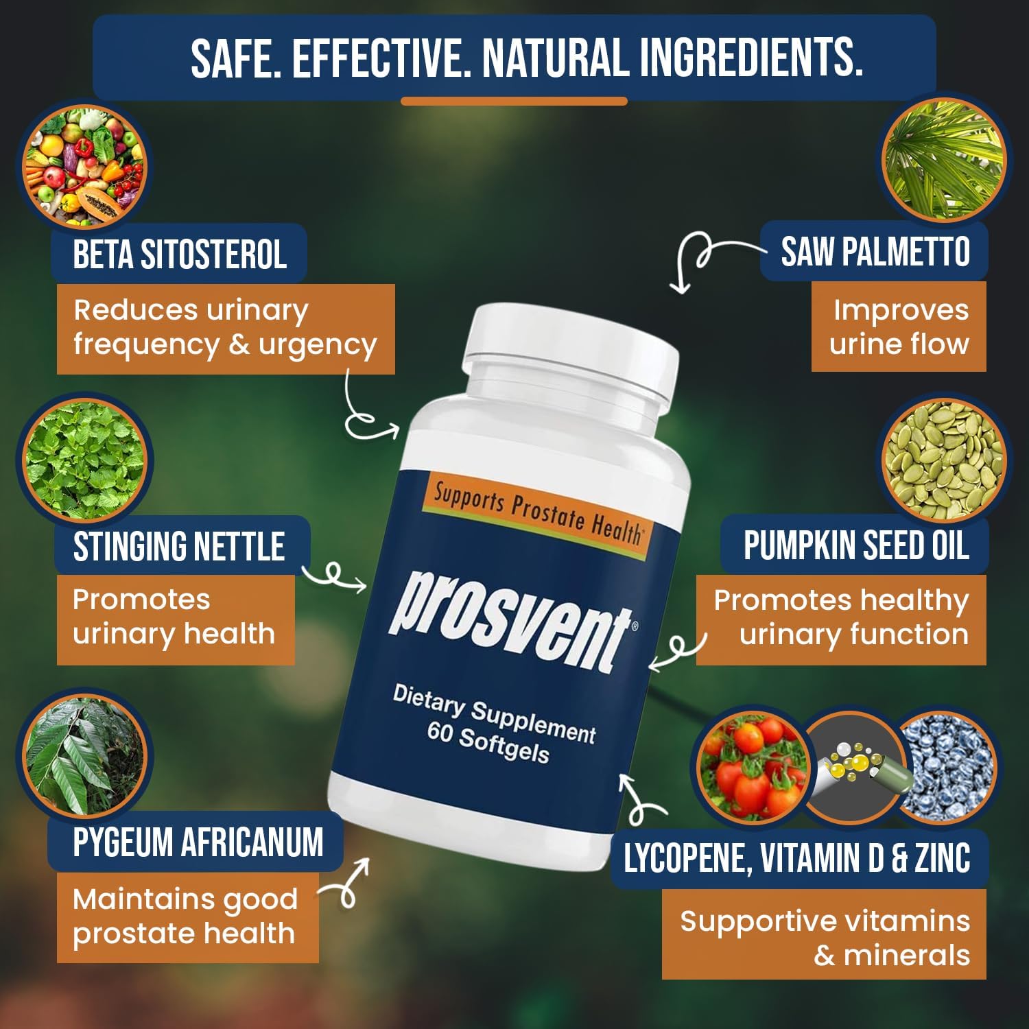 Advanced Men's Prostate Support Natural Supplement Prosvent 60 count - Clearance Sale