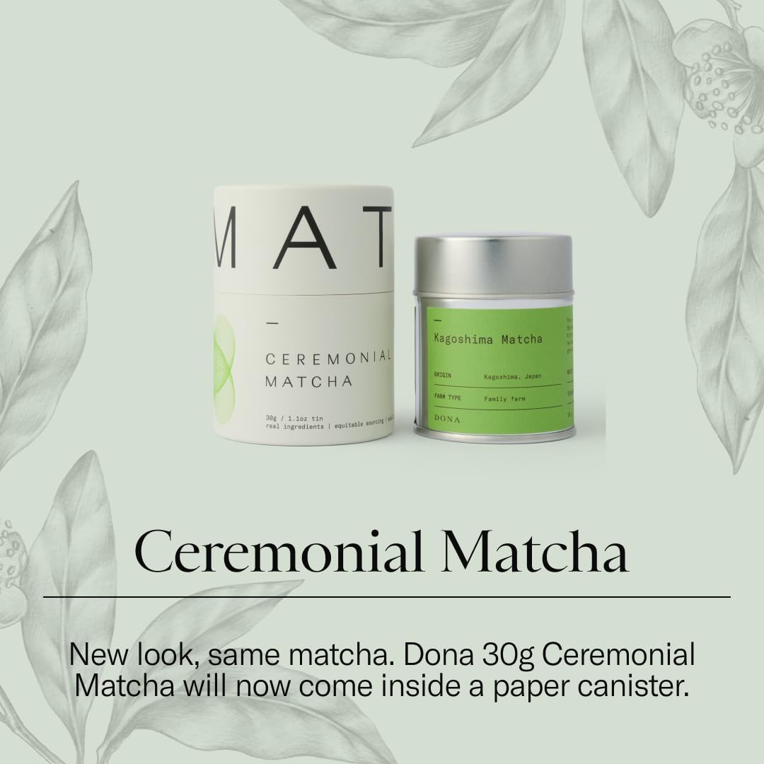 Dona Ceremonial Grade Matcha, Stone-Milled from Wazuka, Kyoto Family Tea Estate, Hot or Iced, 1.1 Ounce Airtight Seal Tin